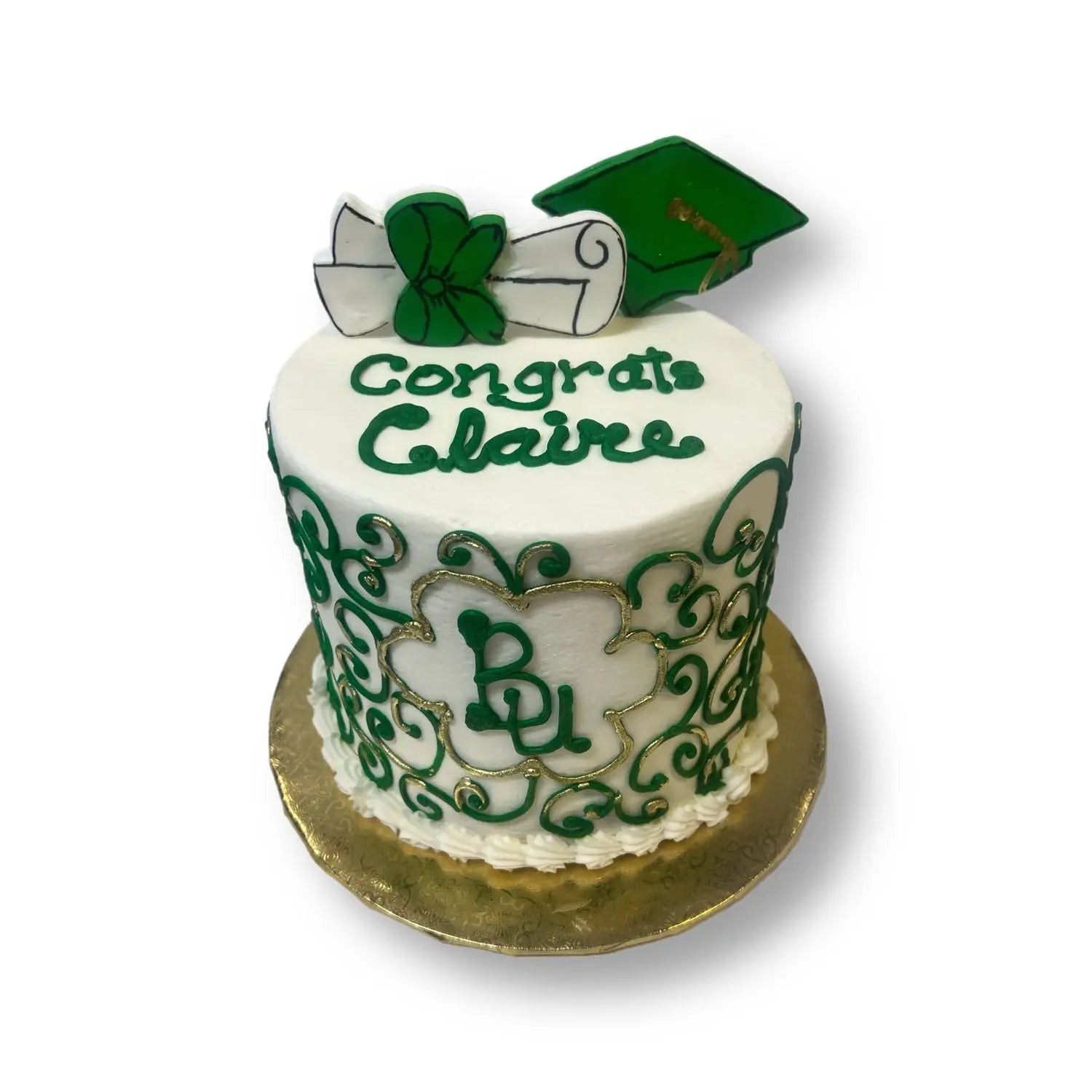 Glamorous Graduation Cake + Toppers That's The Cake Bakery