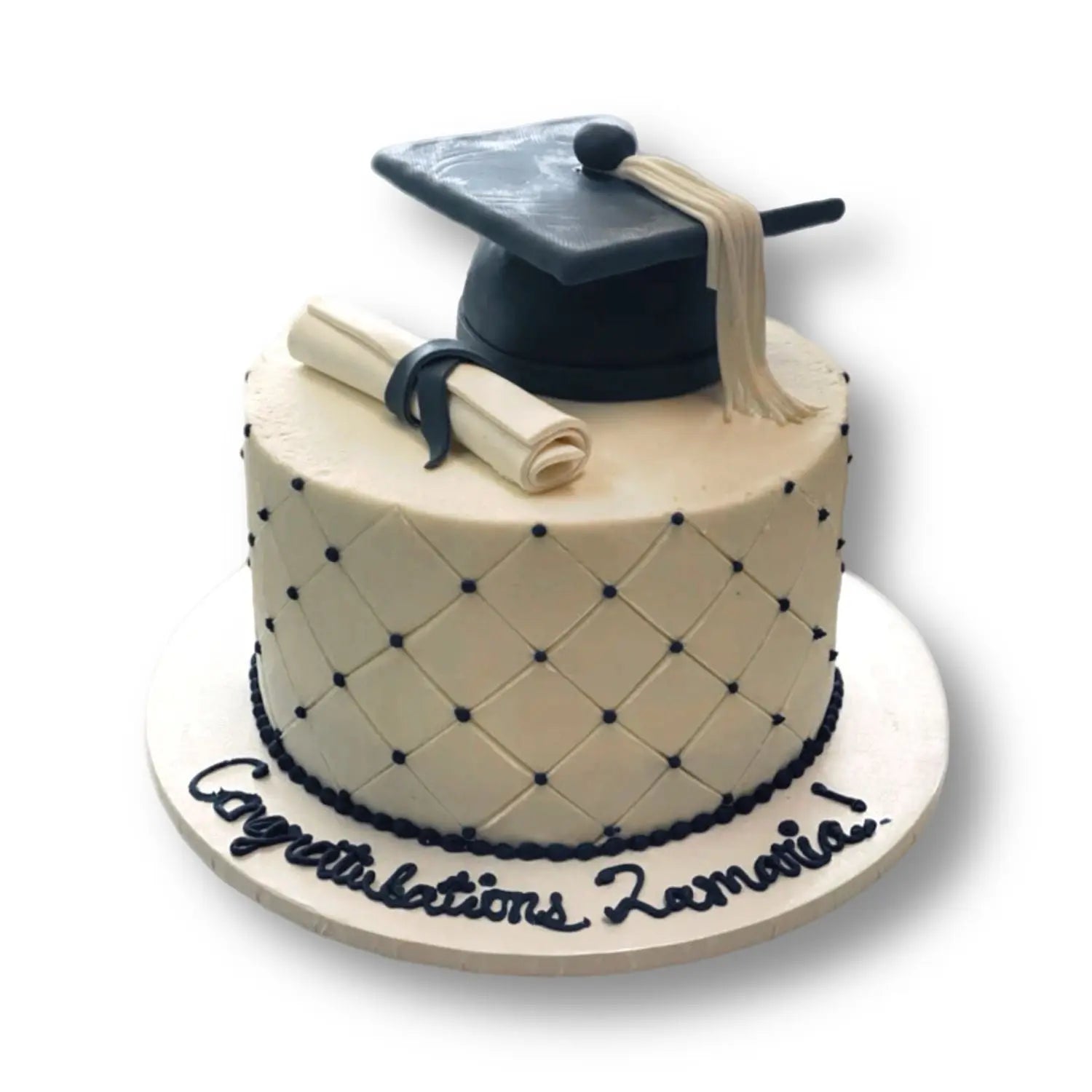 Classic Graduation Cake with Quilted That's The Cake Bakery