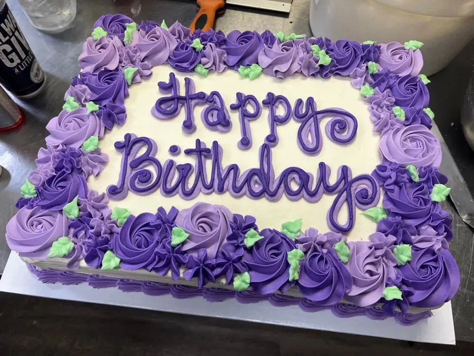 Floral Rosette Border Sheet Cake That's The Cake Bakery