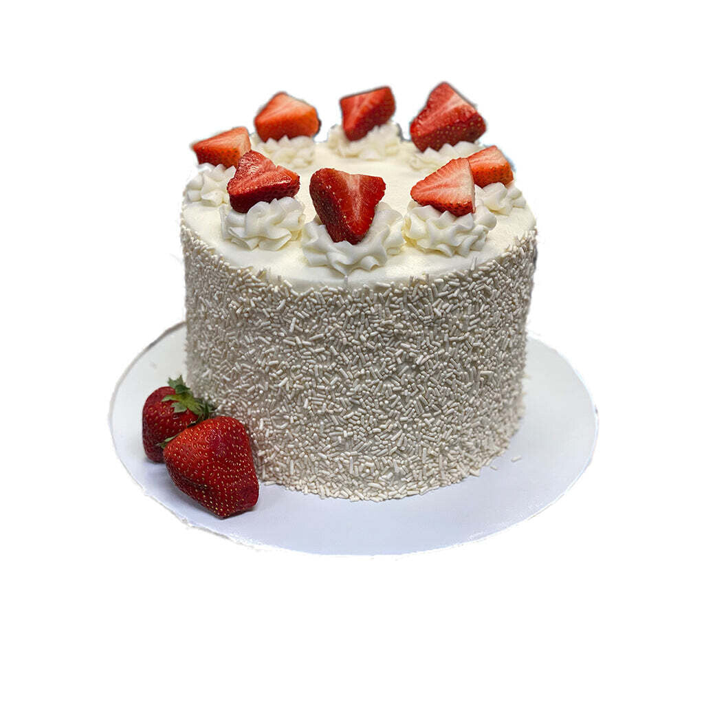 Signature White Chocolate + Strawberry Cake