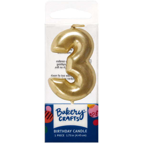 Gold Number Candle - Three