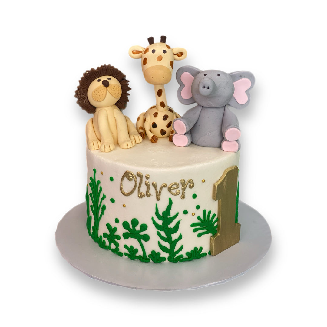 1st Birthday Jungle Animals Cake