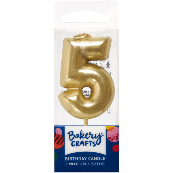 Gold Number Candle - Five
