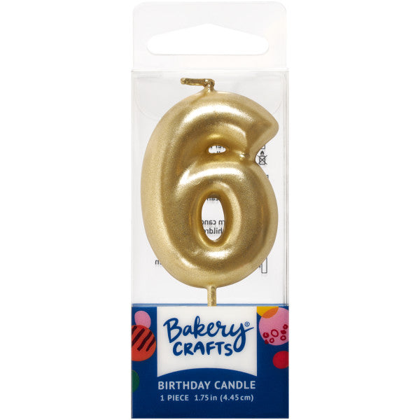 Gold Number Candle - Six