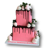 Square Drip and Strawberries Cake That's The Cake Bakery