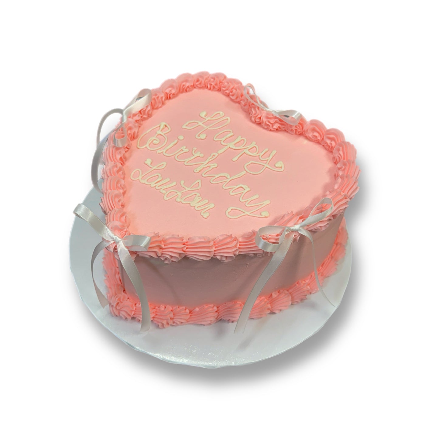 Simple Heart Cake with Ribbon Bows