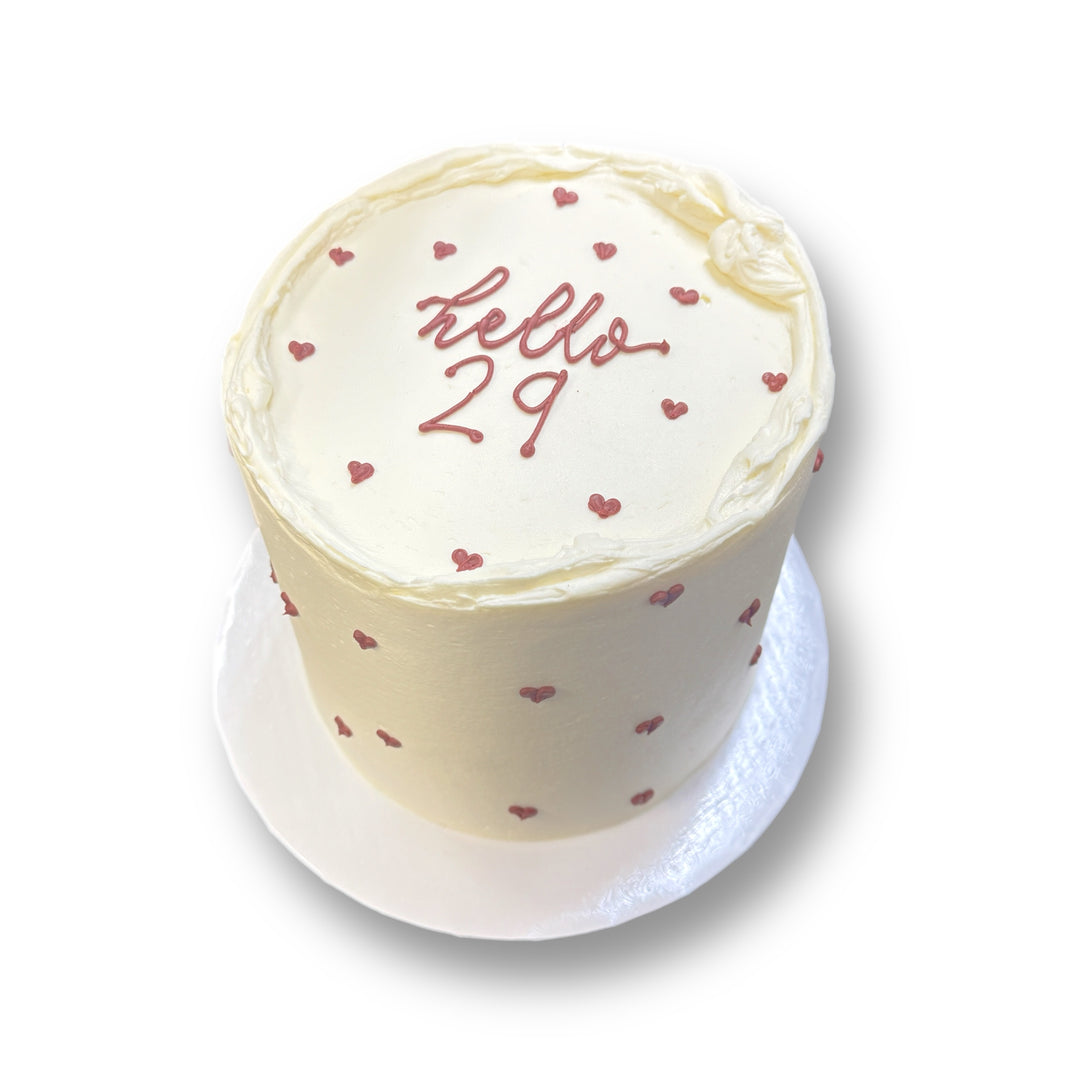Hello 29 Hearts Cake