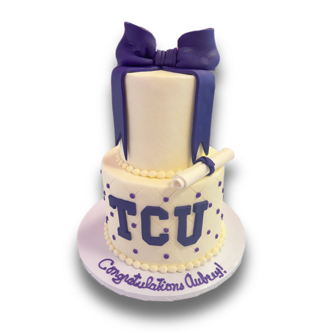 TCU Big Bow Graduate Cake