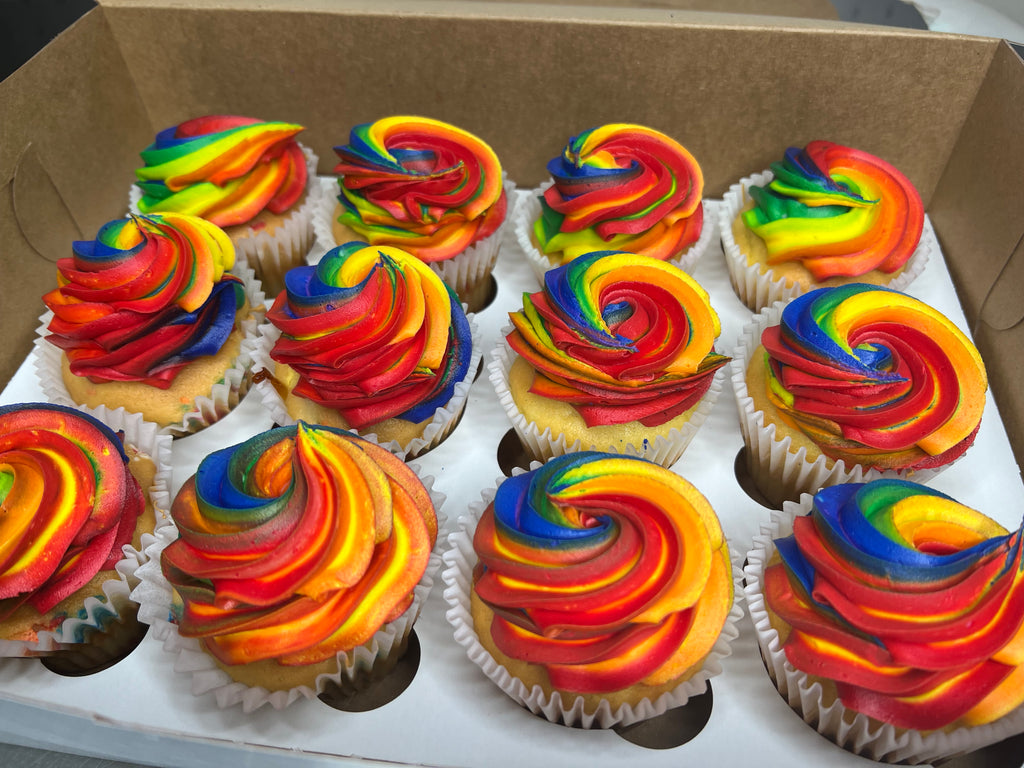 Rainbow Swirl Icing Cupcakes - That's The Cake Bakery