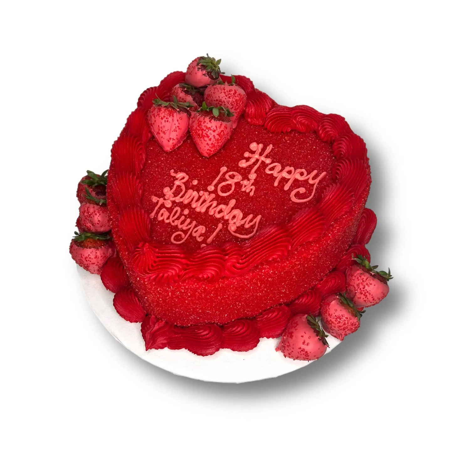 Glittery Heart Cake with Strawberries That's The Cake Bakery