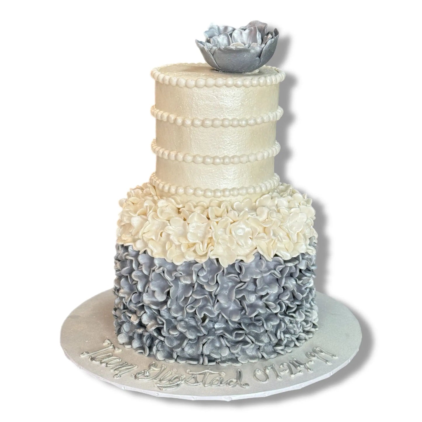 Silver and White Anniversary That's The Cake Bakery