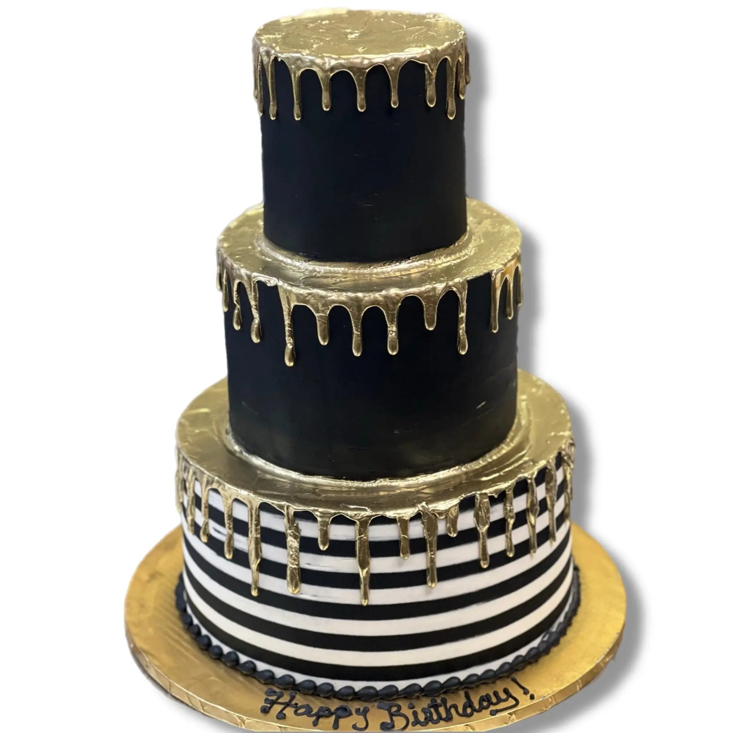 Elegant Black & Gold with Stripes That's The Cake Bakery