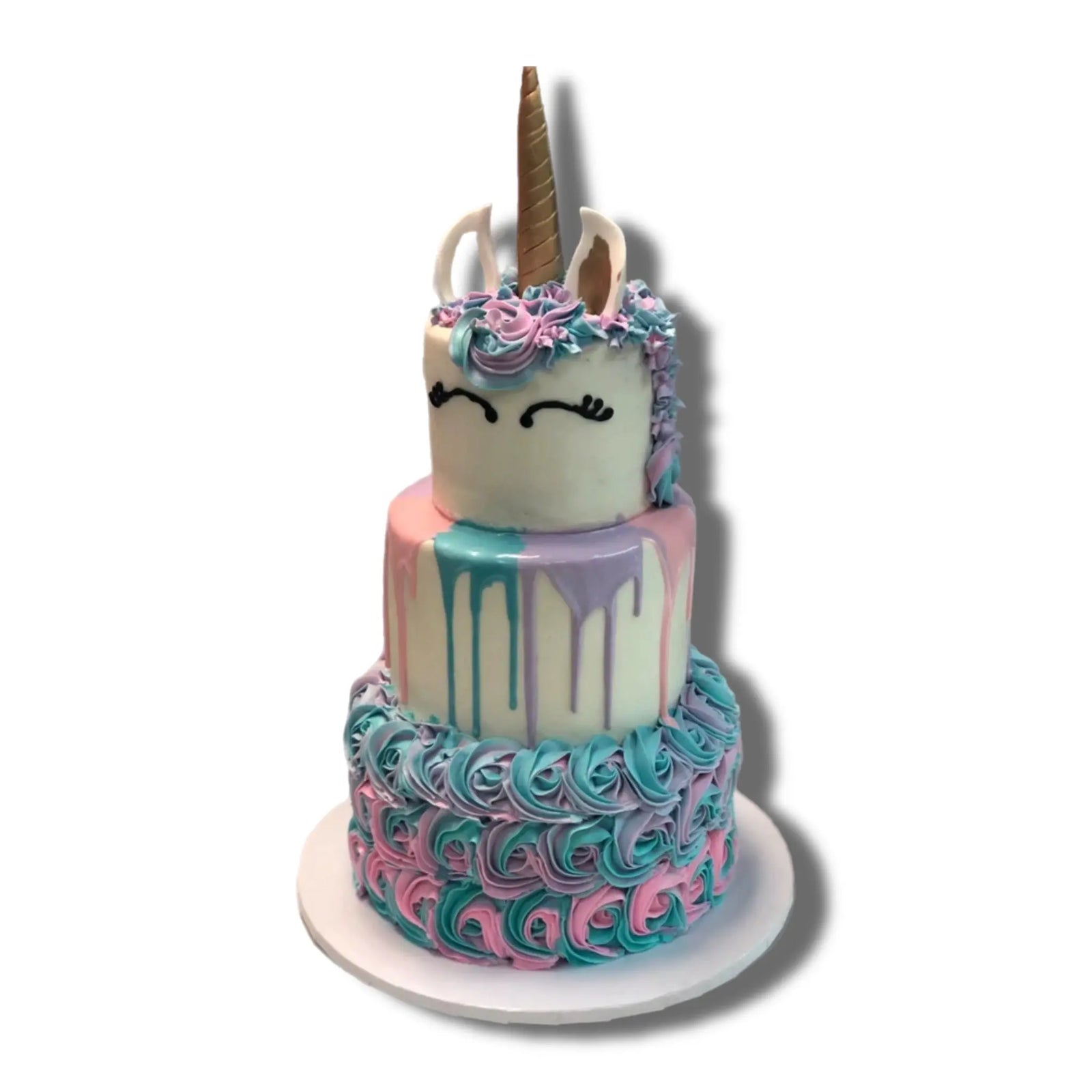 Unicorn Multi-Color Rosettes & Drip That's The Cake Bakery