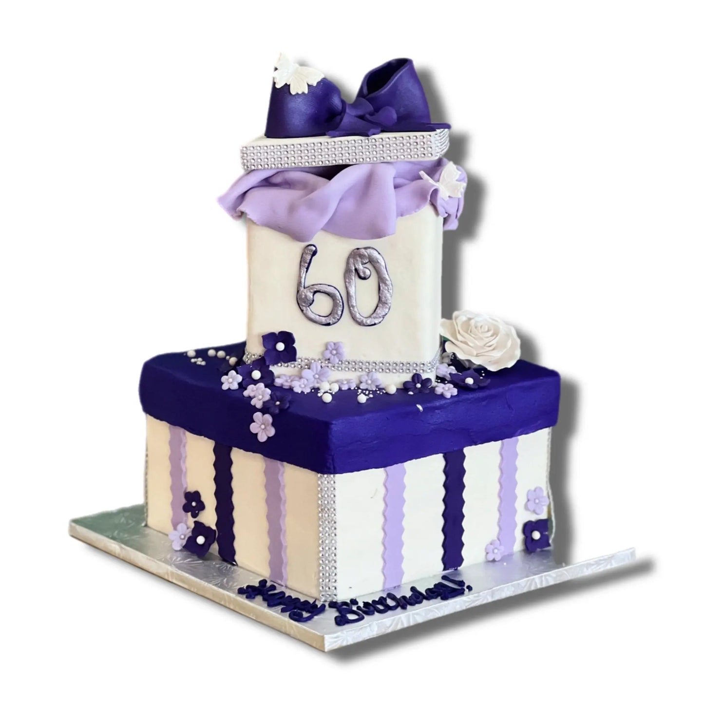 60th Fancy Gift Box Cake That's The Cake Bakery