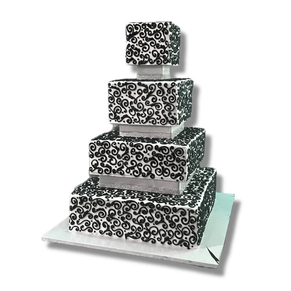 Black Elegant Scrolling & Separators Cake That's The Cake Bakery