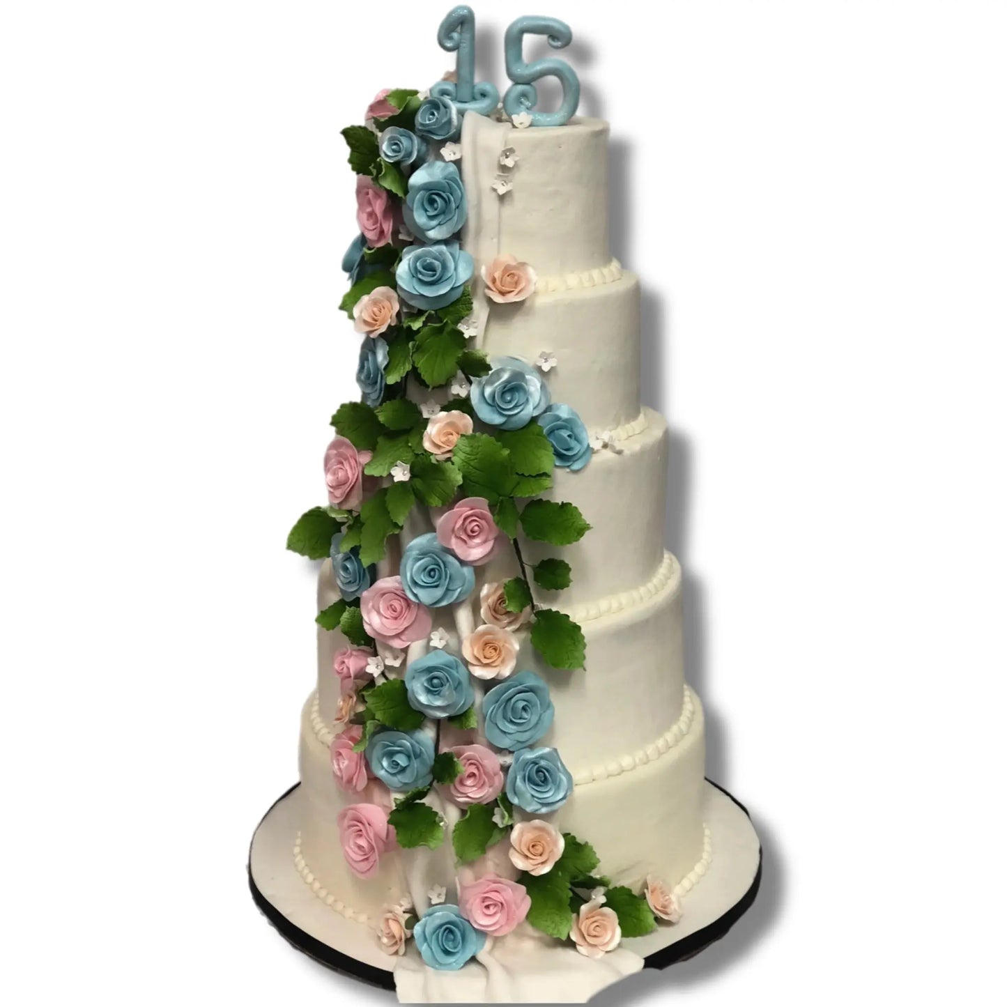 Baby Blue & Pink Greenery Sweet 16 That's The Cake Bakery