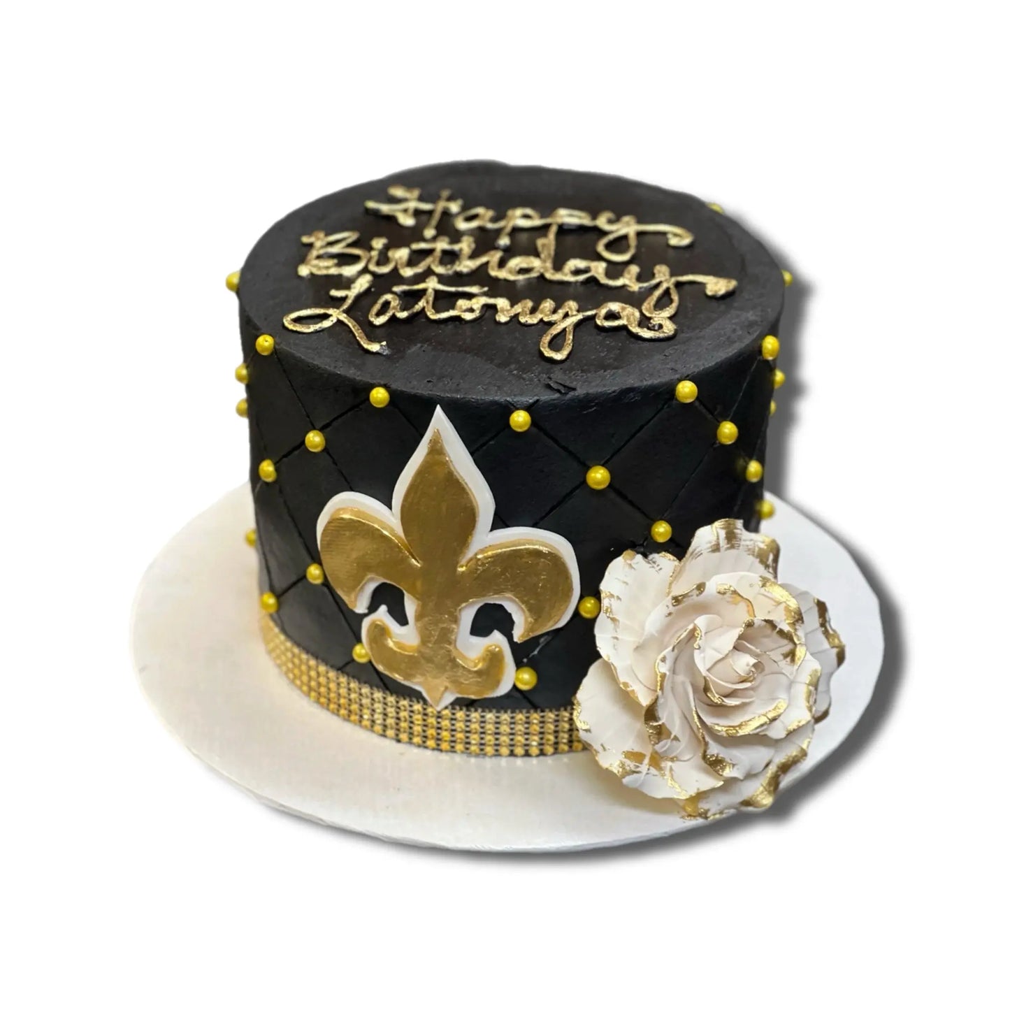 Fleur de Lis Gold Cake That's The Cake Bakery