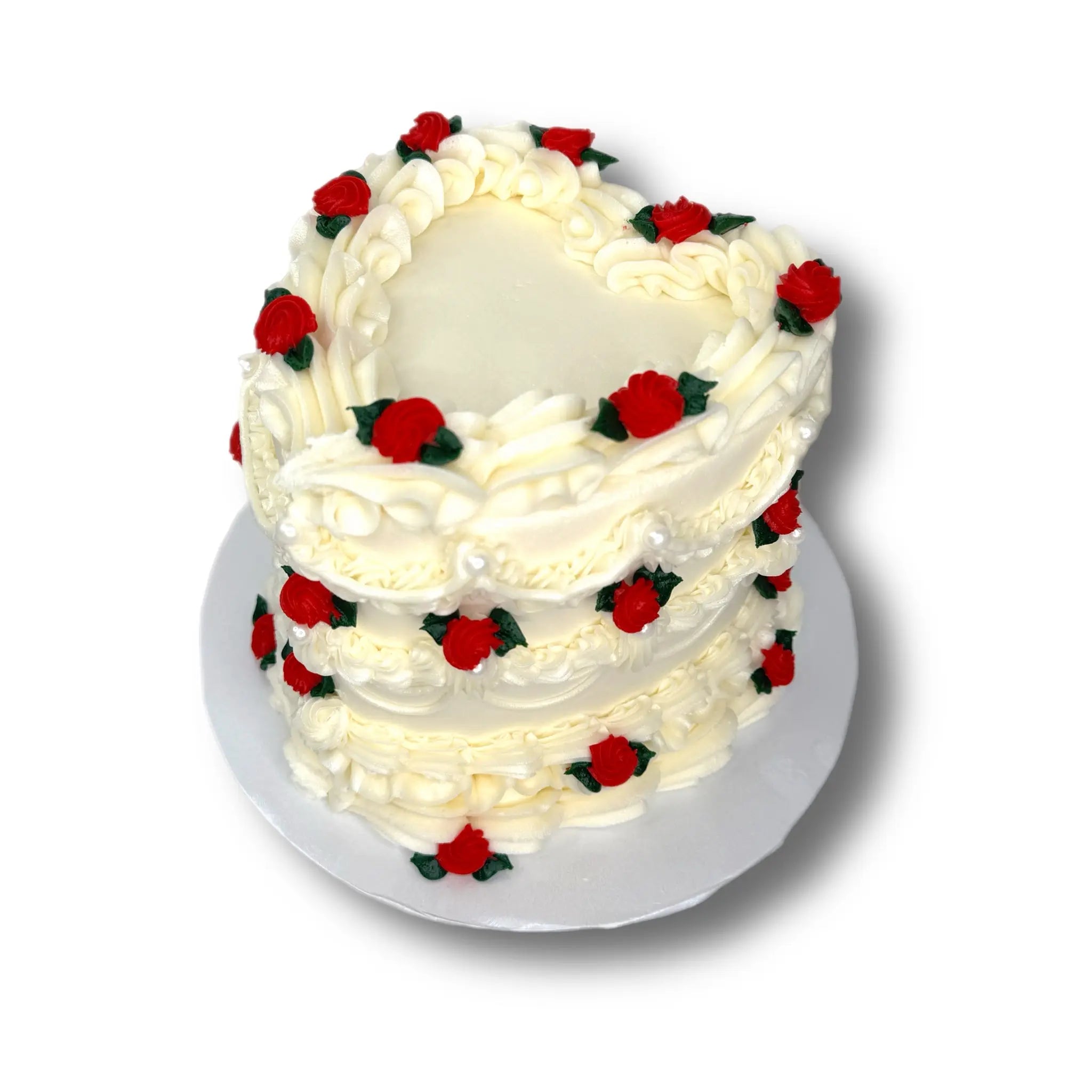 Heart Piping Cake with Small Roses That's The Cake Bakery