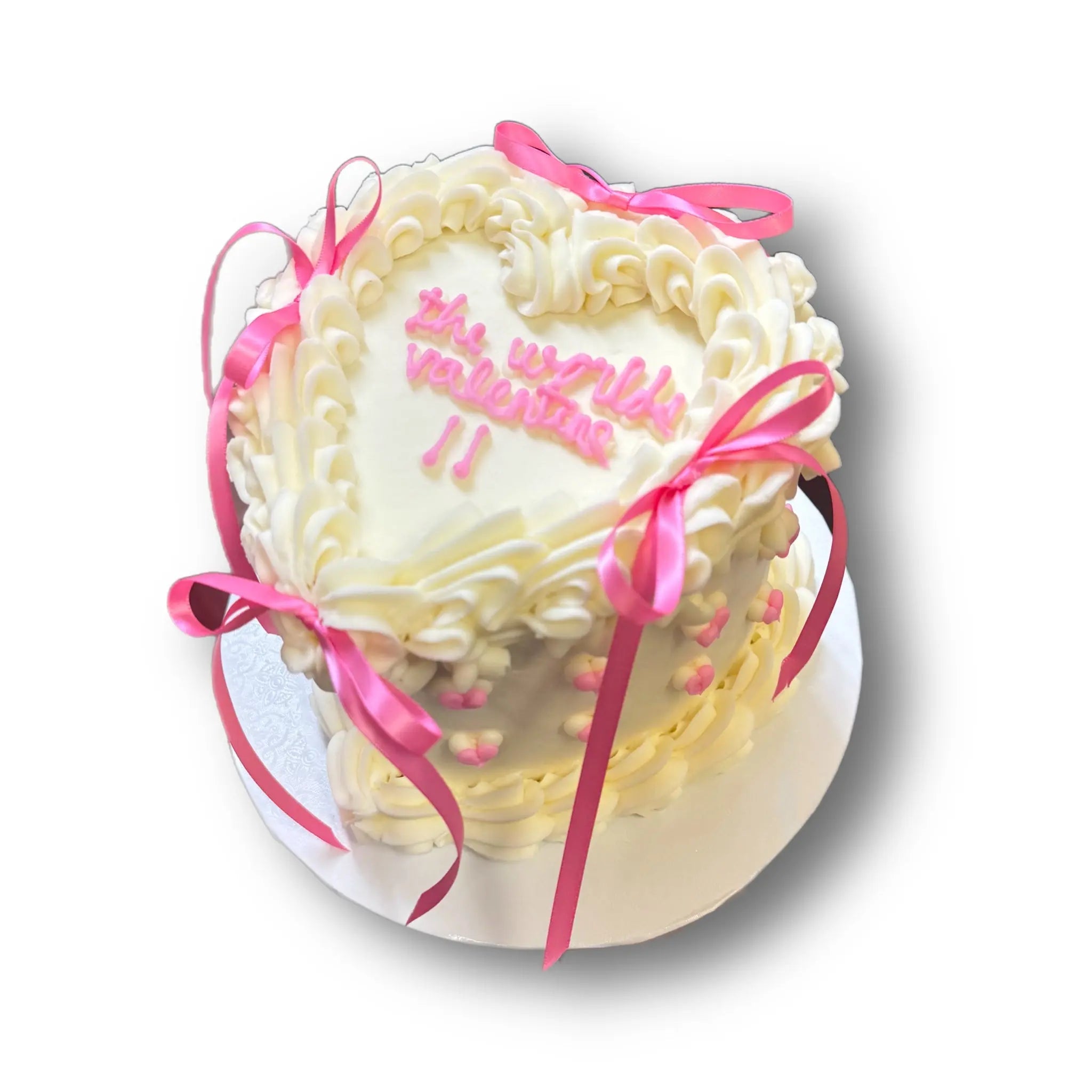 Heart Cake with Ribbon Bows That's The Cake Bakery