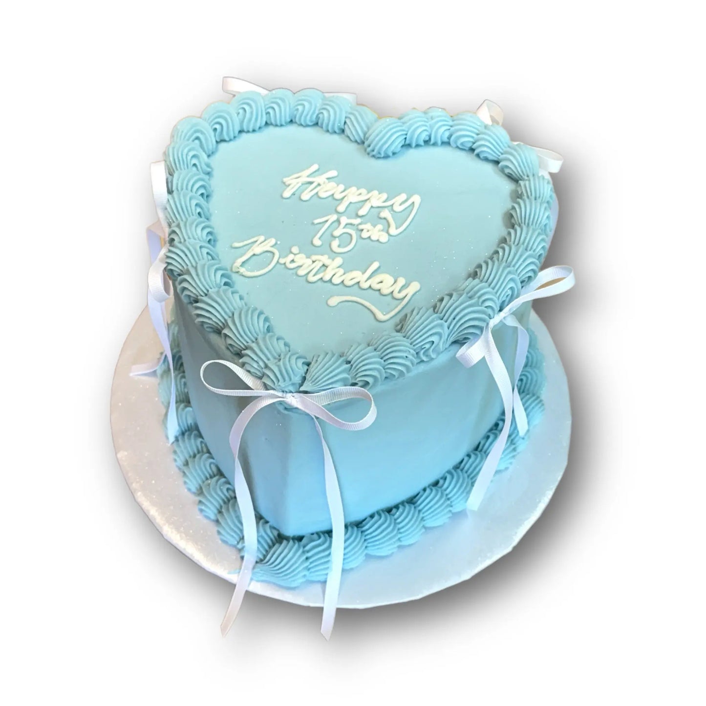 Simple Heart Cake with Ribbon Bows That's The Cake Bakery