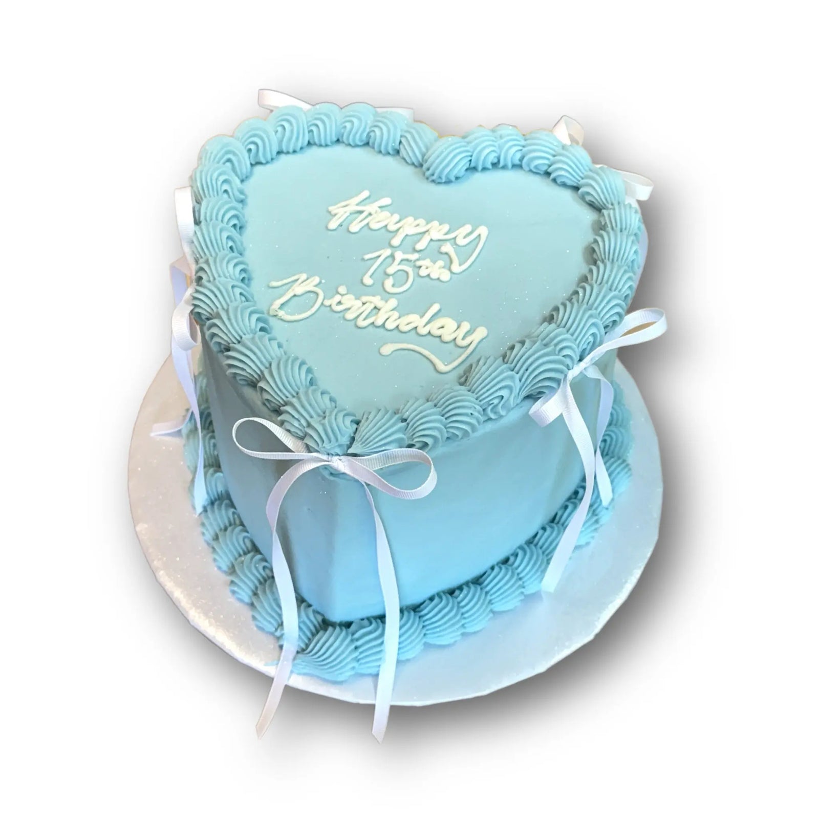 Simple Heart Cake with Ribbon Bows That's The Cake Bakery