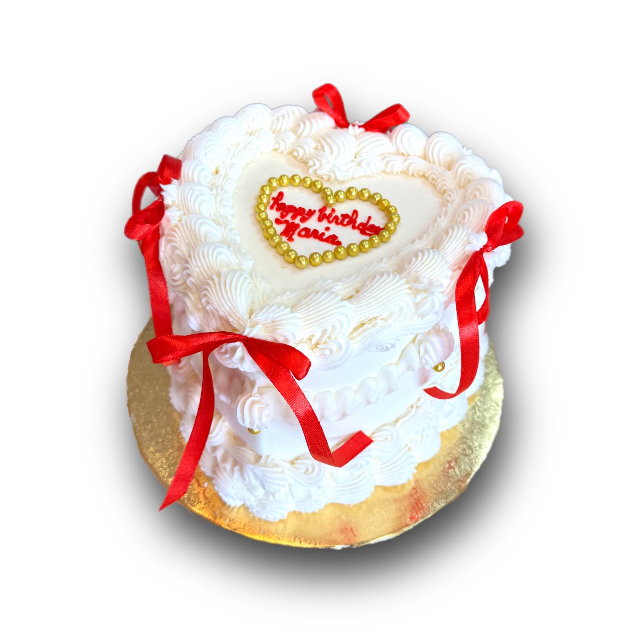 Vintage Heart Cake with Ribbons