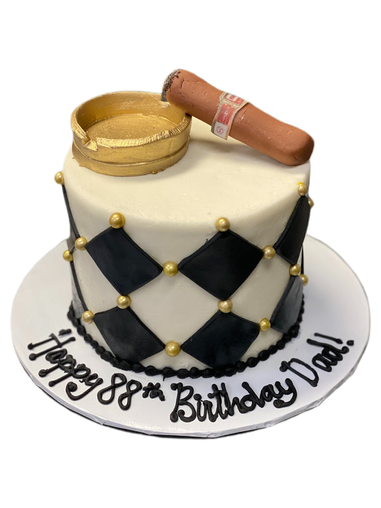 Classy Gentleman Cake with Fondant Cigar - That's The Cake Bakery