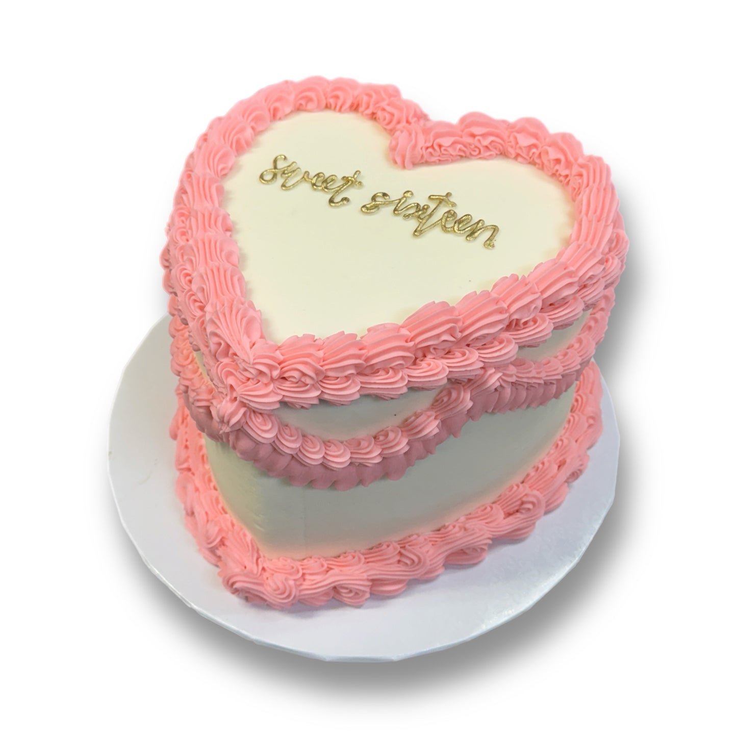 White & Pink Heart Cake