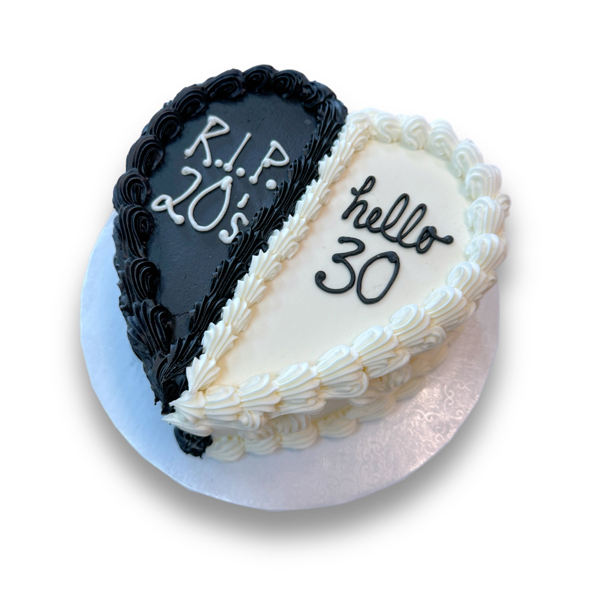 RIP 20's Hello 30's Heart Cake