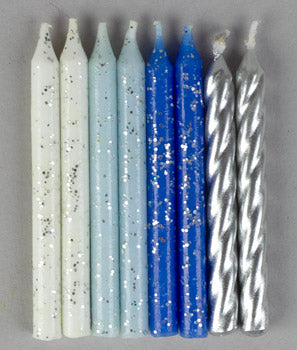 Blue &amp; Silver Spiral Candles