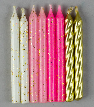 Pink &amp; Gold Spiral Candles