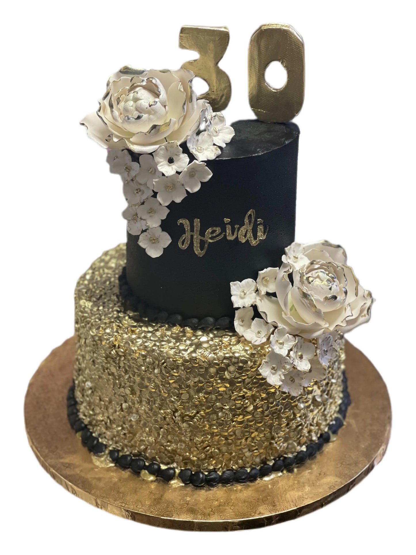 Boujee Blingy Cake with Flowers That's The Cake Bakery