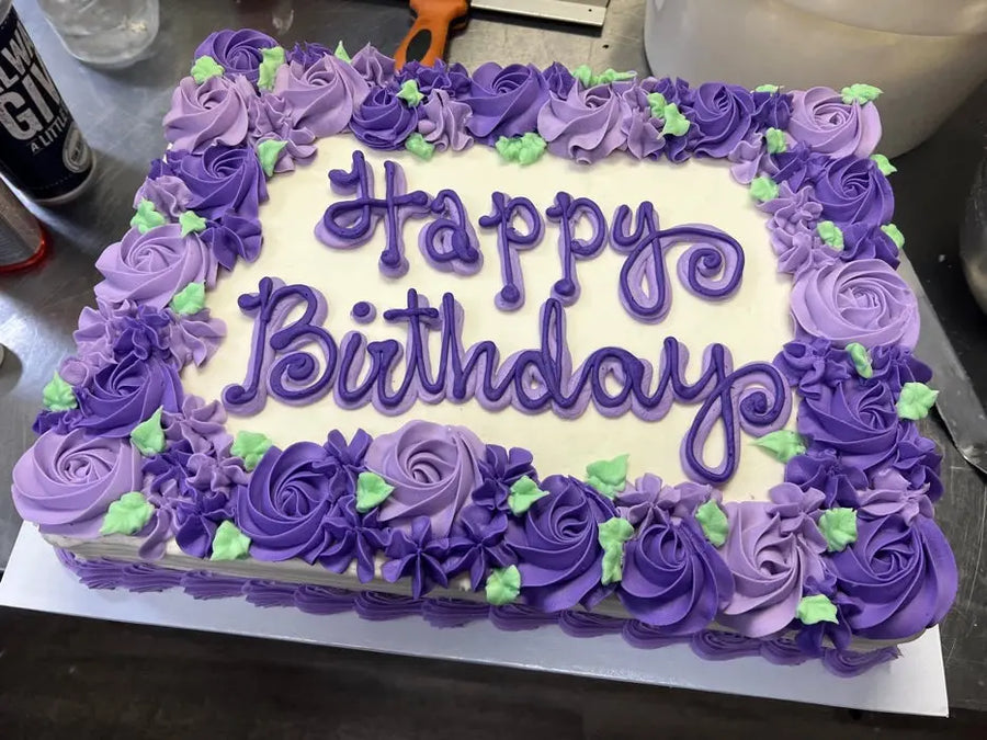 Floral Rosette Border Sheet Cake That's The Cake Bakery