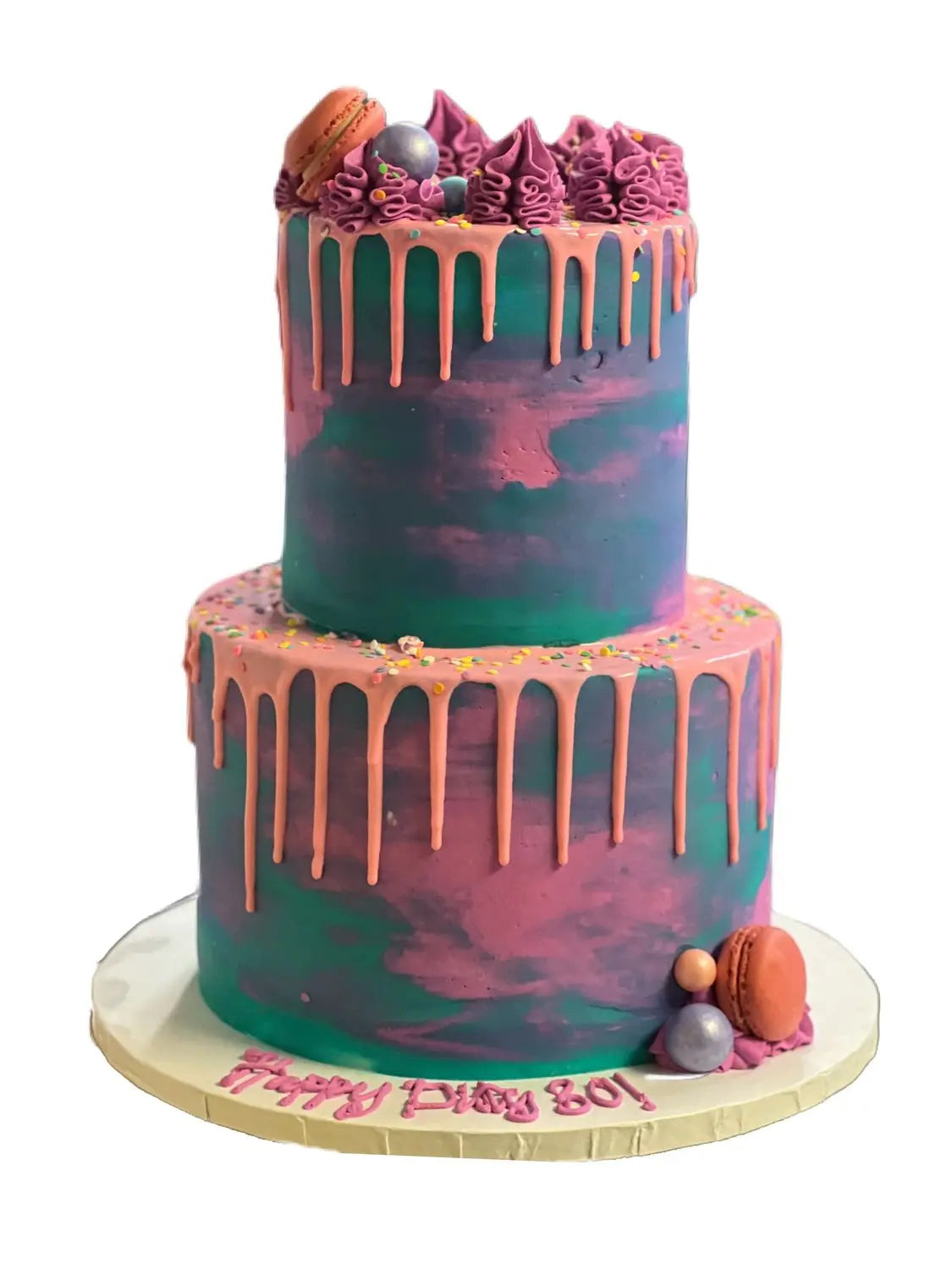 Marbled Buttercream with drip That's The Cake Bakery