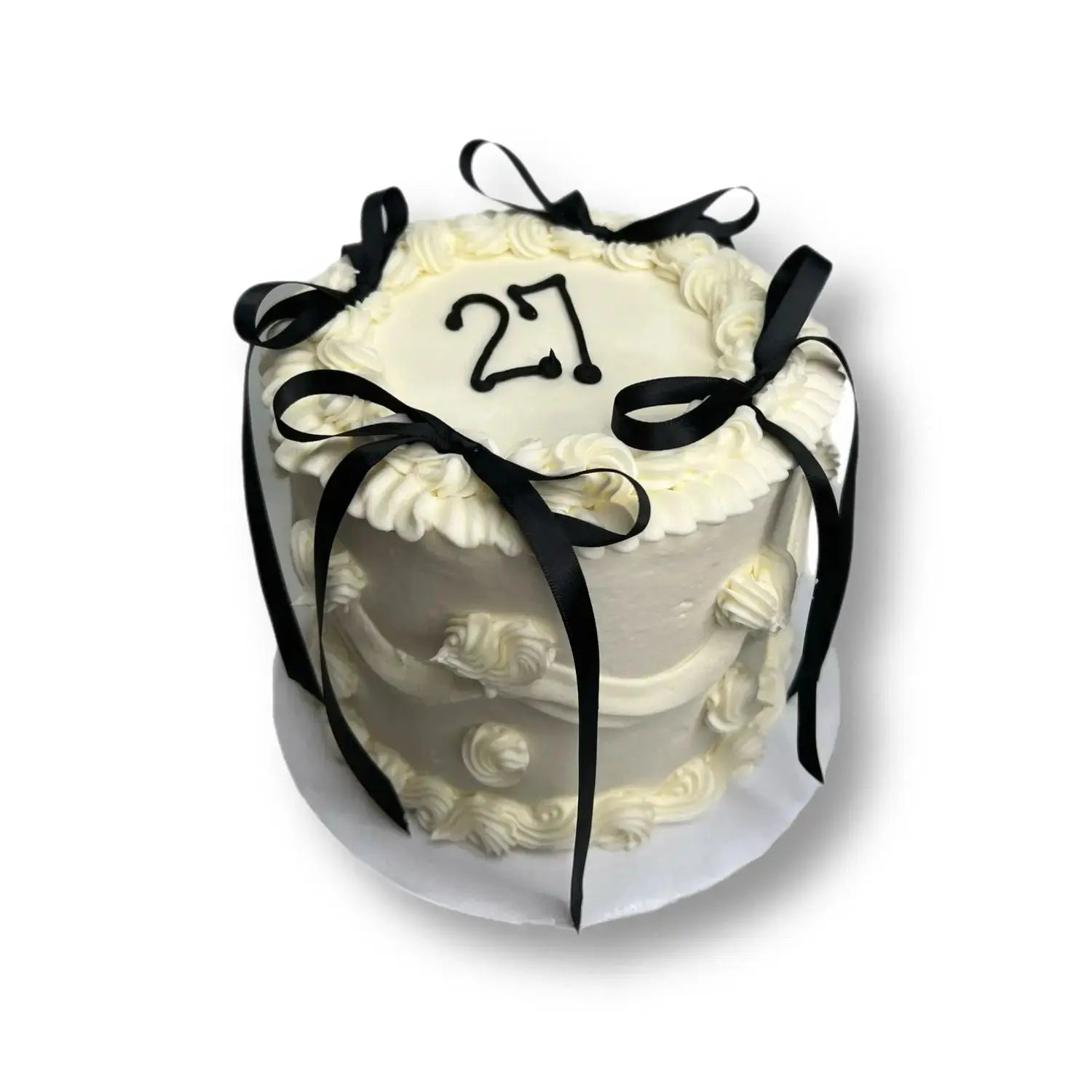 NEXT DAY: Vintage Piping Cake With Ribbon Bows That's The Cake Bakery